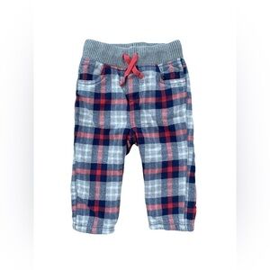 Baby Boden Size 12-18 Months Plaid Flannel Jersey Lined Pants
